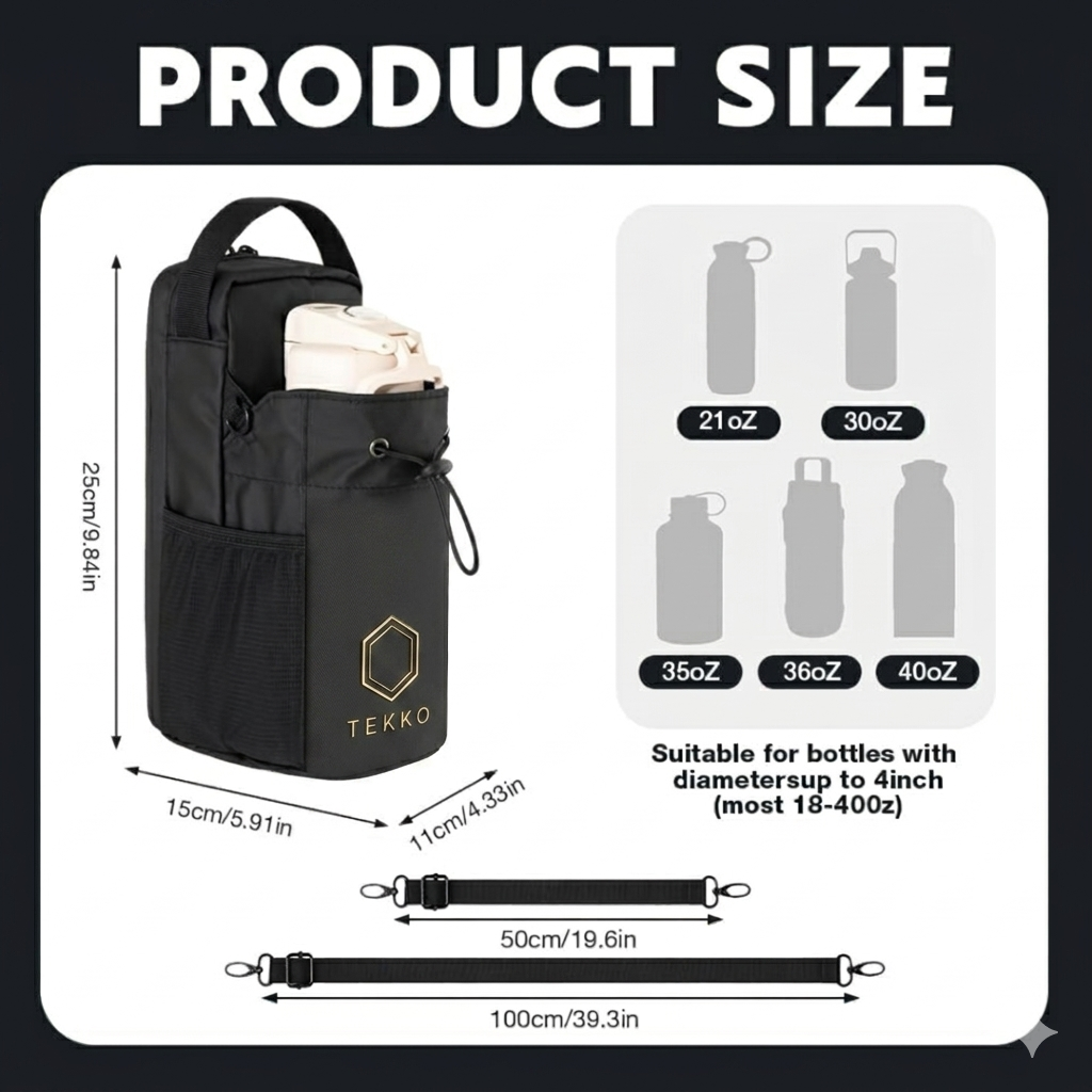 Tekko SnapGrip — Magnetic Gym Bag with Water Bottle & Phone Holder