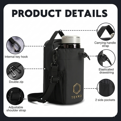 Tekko SnapGrip — Magnetic Gym Bag with Water Bottle & Phone Holder