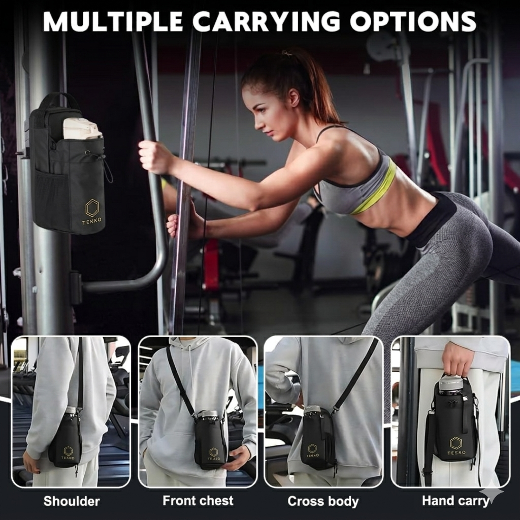 Tekko SnapGrip — Magnetic Gym Bag with Water Bottle & Phone Holder