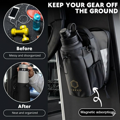 Tekko SnapGrip — Magnetic Gym Bag with Water Bottle & Phone Holder